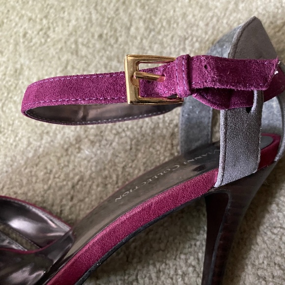 Grey, Purple and Fuschia Suede Strappy Heels, Size 8 - Picture 11 of 13